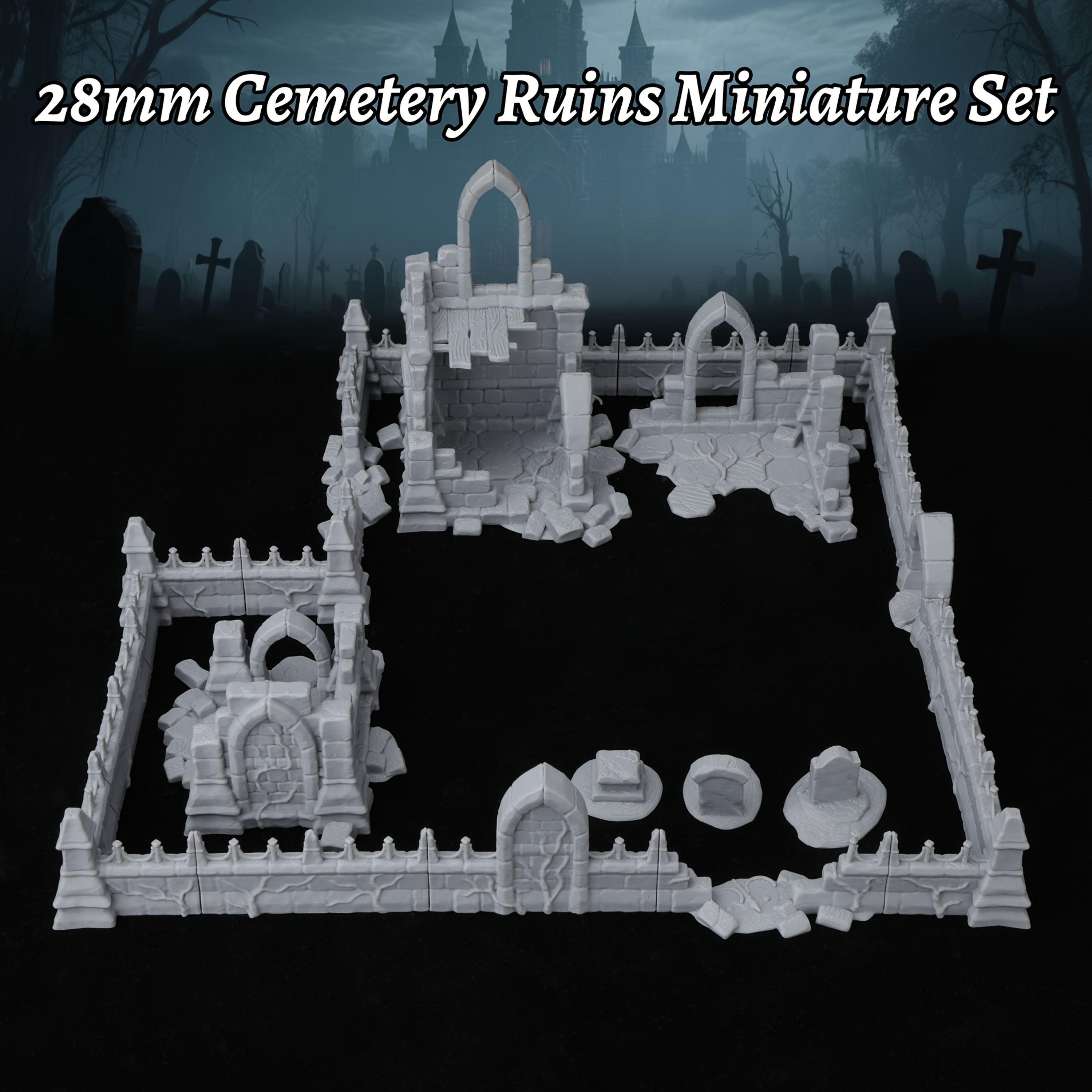 Board Game Dune - Fantasy Cemetery Ruins Miniature Terrain Set,