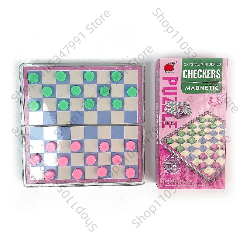 Board Game Electronic Table - Foldable Magnetic Crystal Checkers Board Game