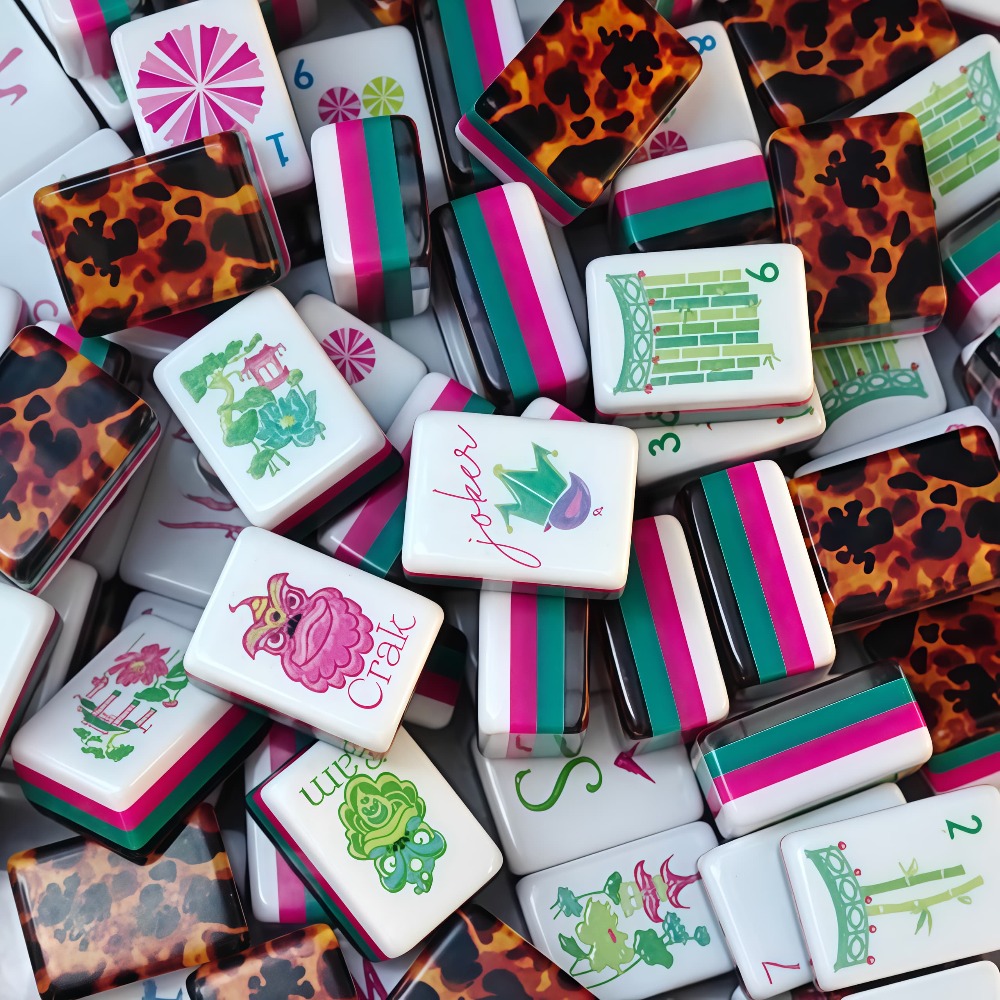 Board Game Mahjong - 4-Layer Acrylic Leopard Mahjong Tiles American