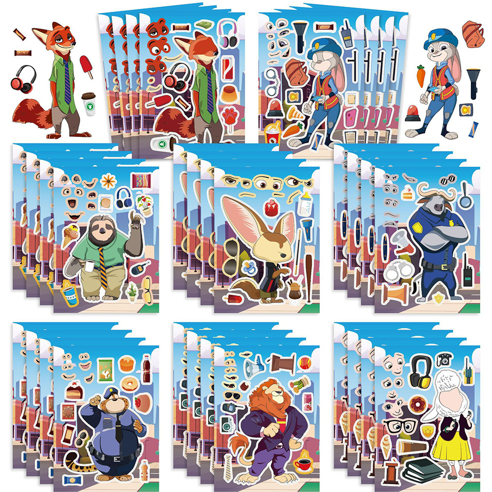 Board Game For 2 People - 8/16pcs Disney Cartoon Zootopia Puzzle Stickers