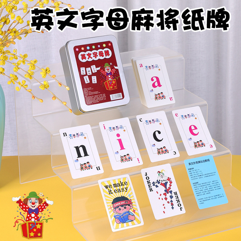 Board Game Family - English letter mahjong style playing cards,