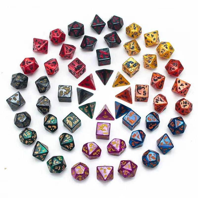 Board Game Electronic Table - 7Pcs/Set Dinosaur Dice Clear Engraved Digits