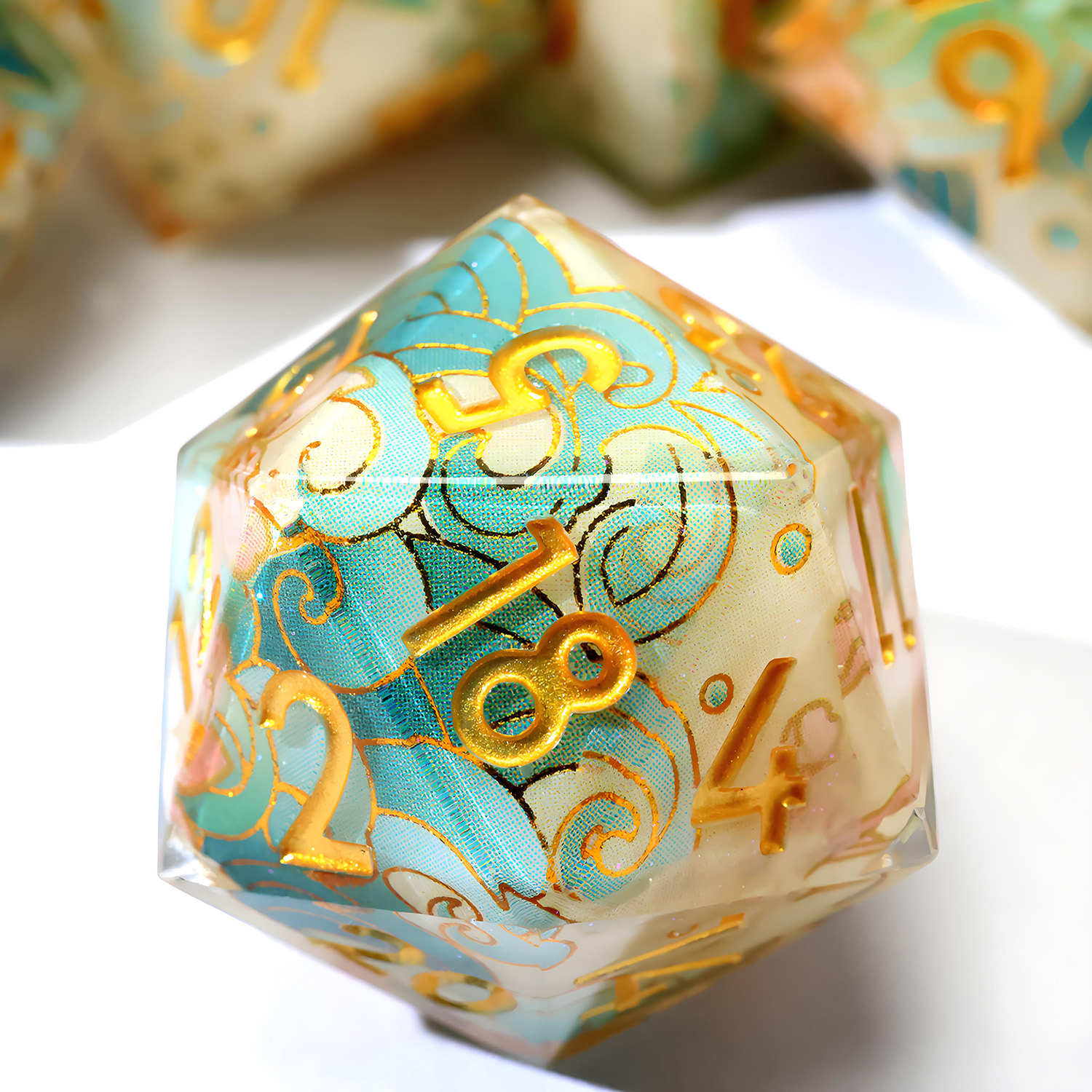 Board Game Electronic Table - Enchanting DND Dice Set with Ocean