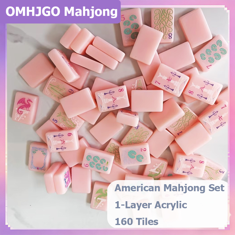 Board Game Mahjong - Bright Pink Single Layer American Mahjong