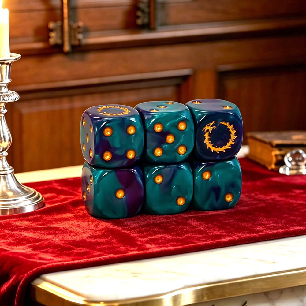 Board Game Electronic Table - 6Pcs Deep Sea Gold Flame D6