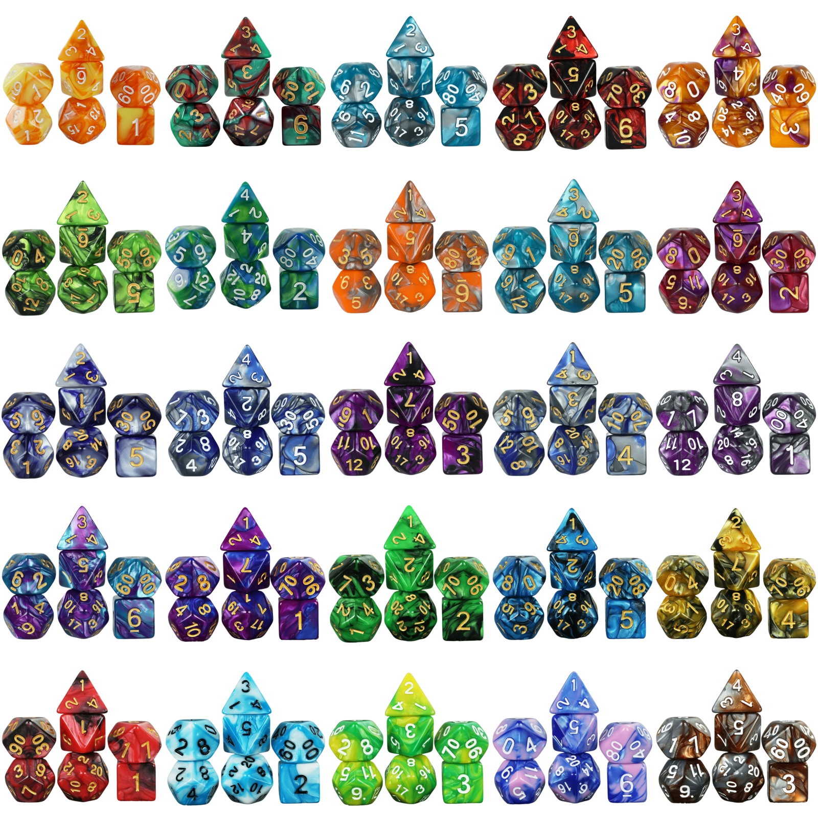 Board Game Electronic Table - 7pcs DND Dice Mixing Color Polyhedral