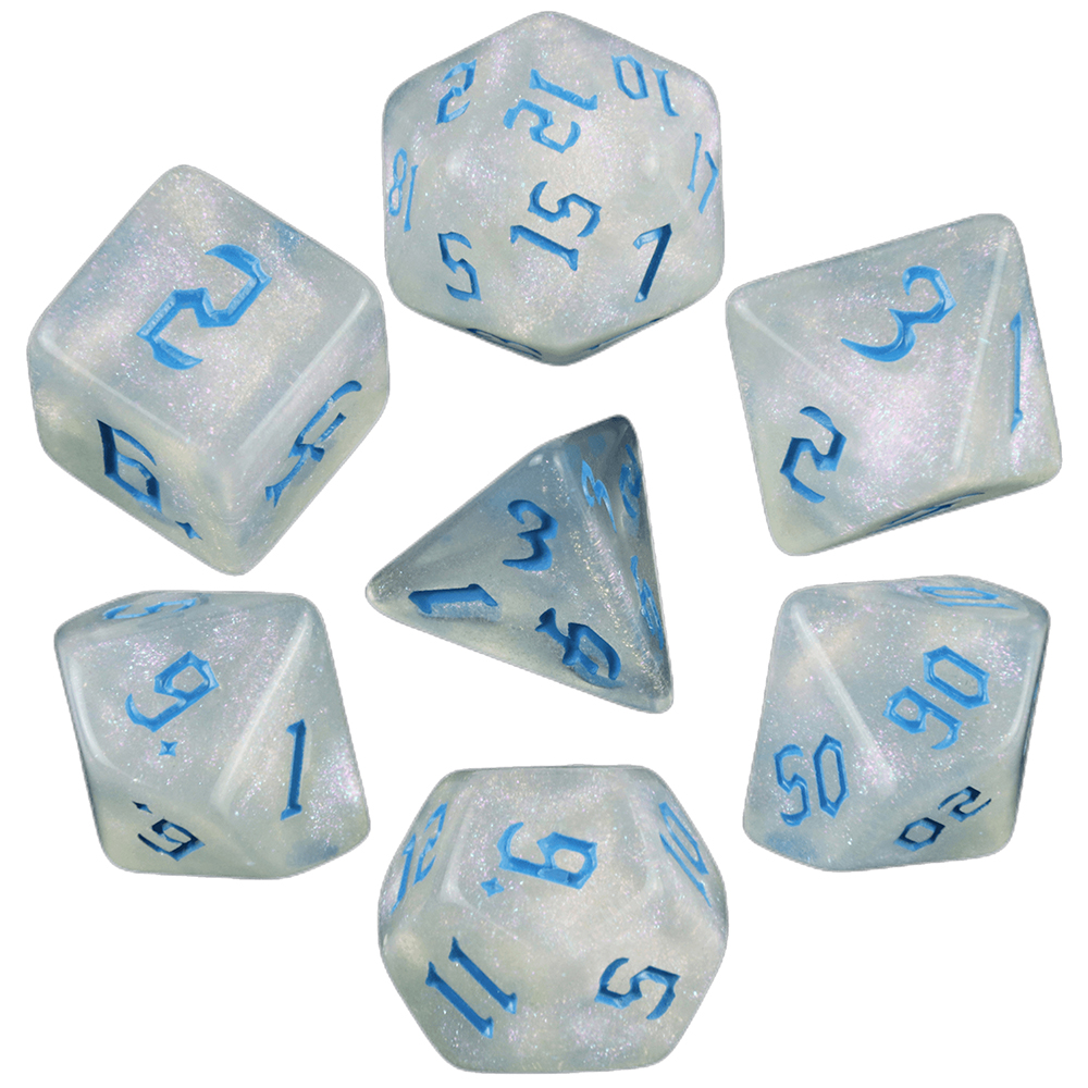 Glitter Polyhedral Dice Set 7p - огляд і ціна Board Game Font