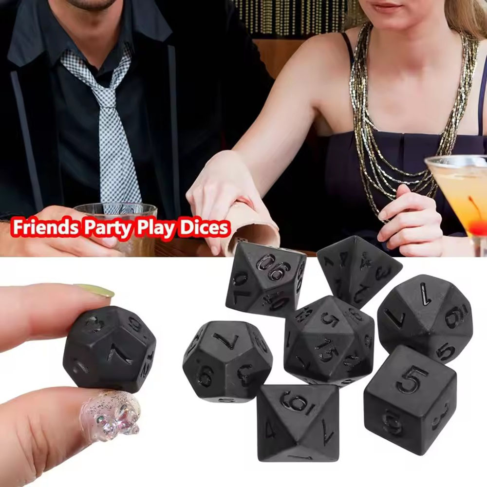 7pcs/set New Black Dices, Poly - огляд і ціна Board Game Font
