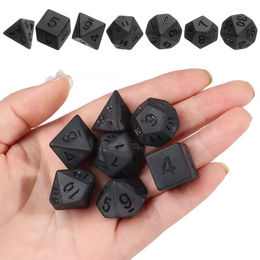 7pcs/set New Black Dices, Poly - огляд і ціна Board Game Font