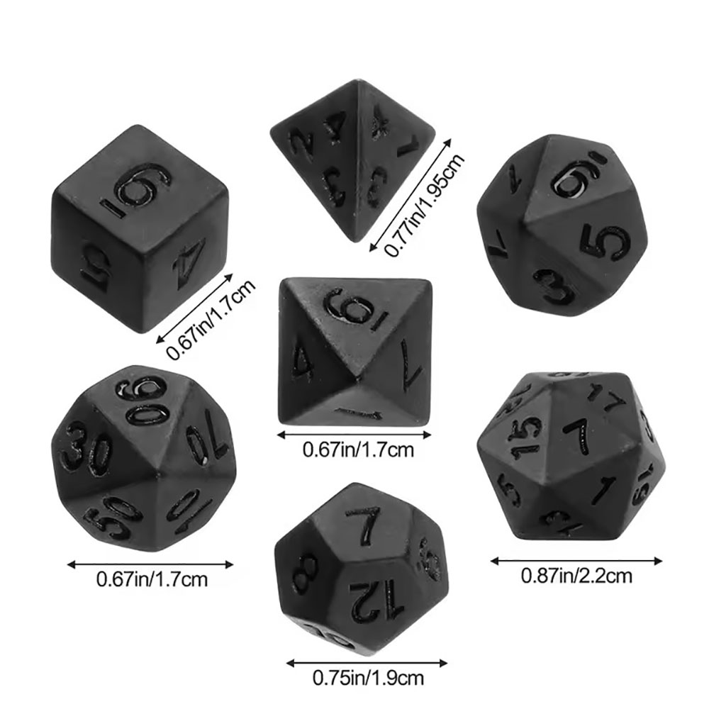 7pcs/set New Black Dices, Poly - огляд і ціна Board Game Font